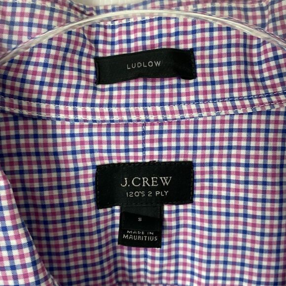J. Crew Men's Dress Shirts Size Small 14-14.5‎ Blue Purple Plaid Cotton - Picture 1 of 15